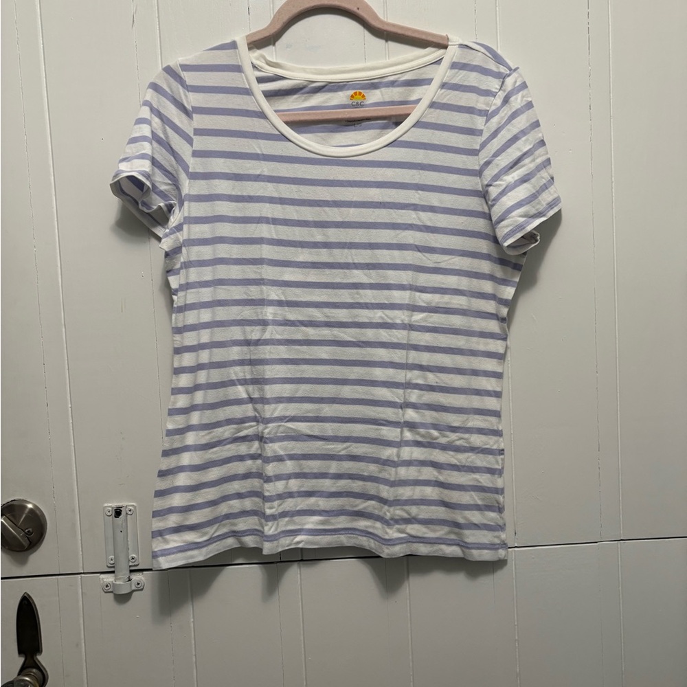 C&C California Lavender and White Striped Tee